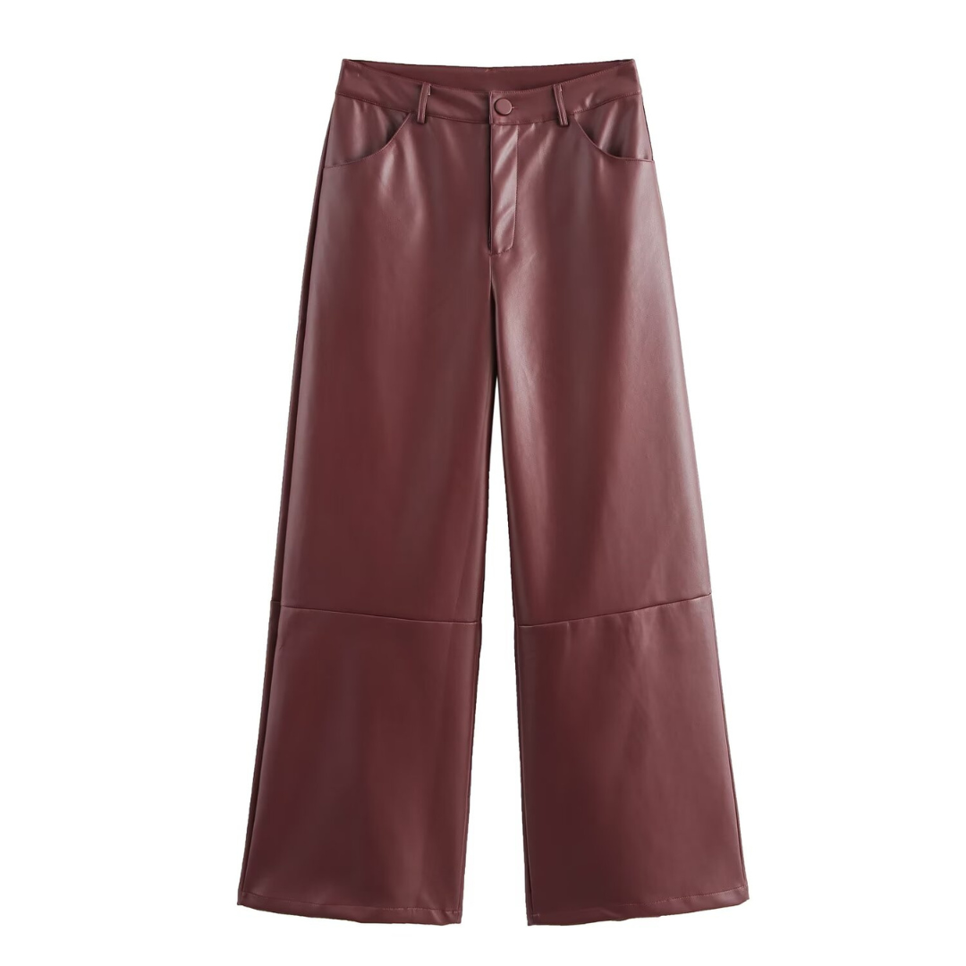 Burgundy Leona Leder Hose