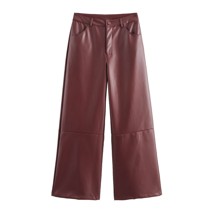 Burgundy Leona Leder Hose