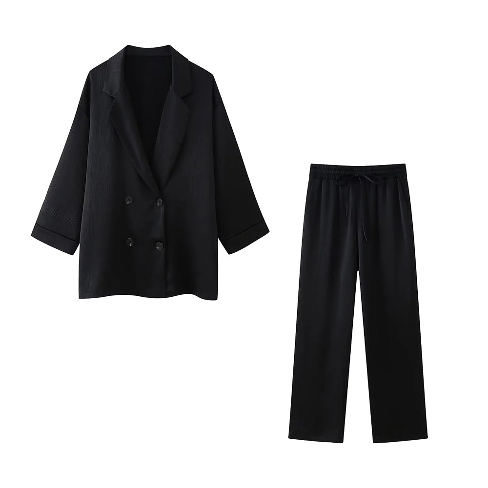 Isabella Blazer Set – Double Breasted Coat &amp; High Waist Pants