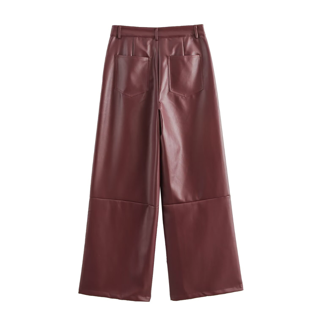 Burgundy Leona Leder Hose