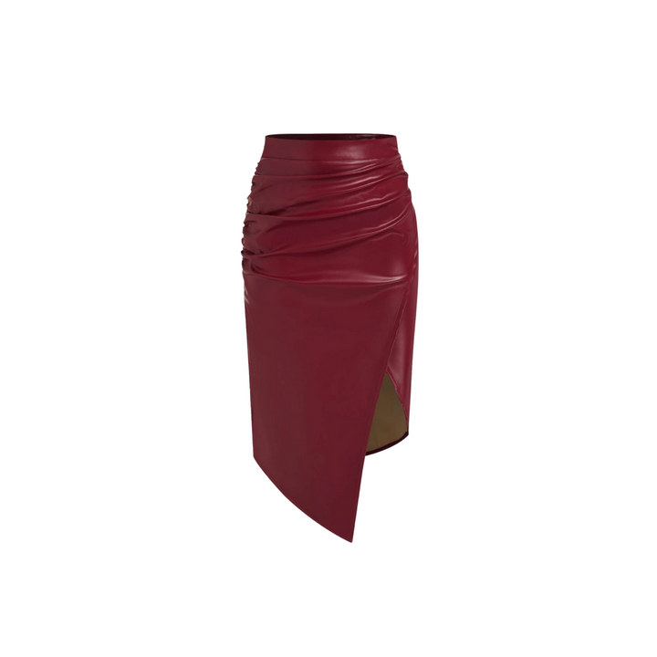 Burgundy Leona Leder Rock