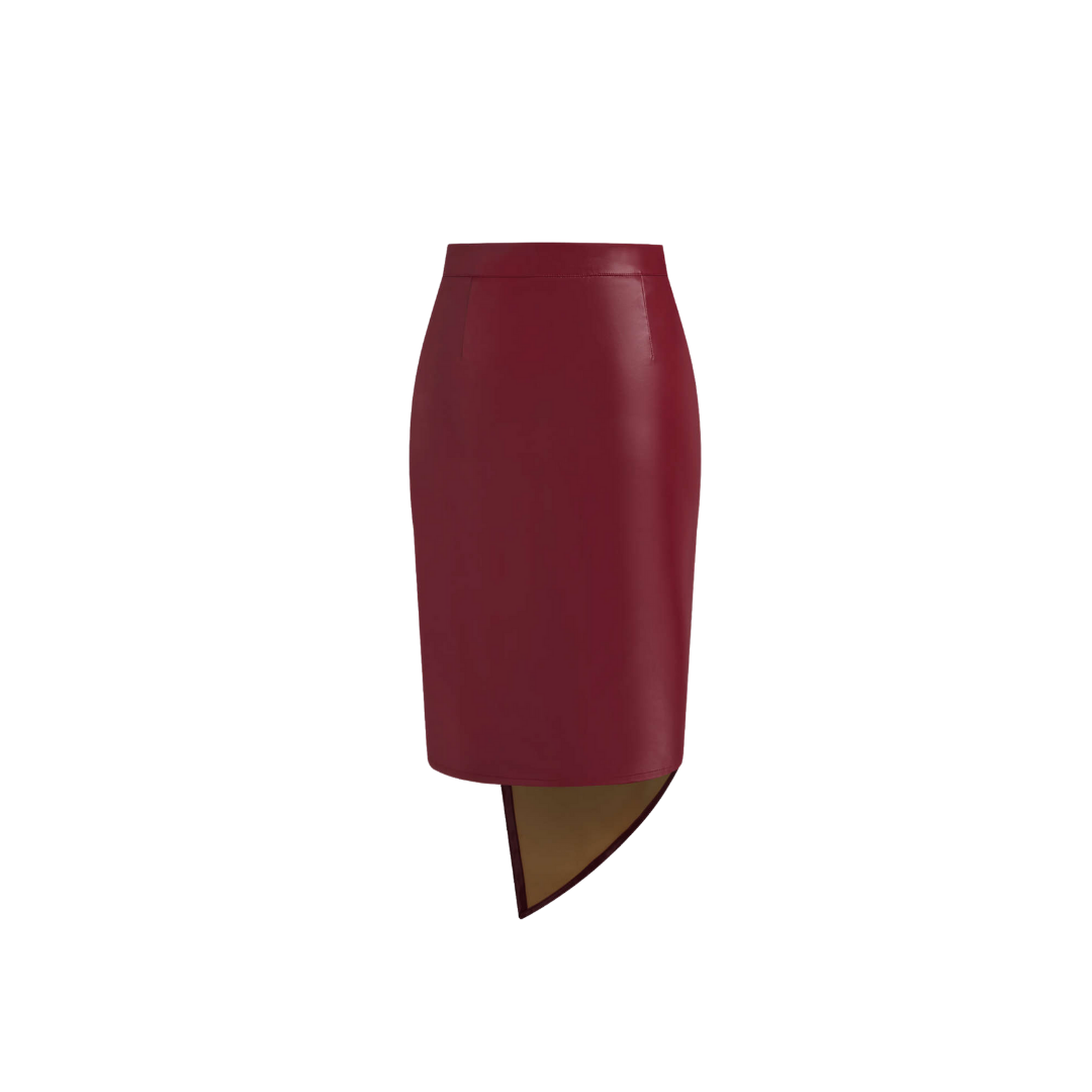 Burgundy Leona Leder Rock