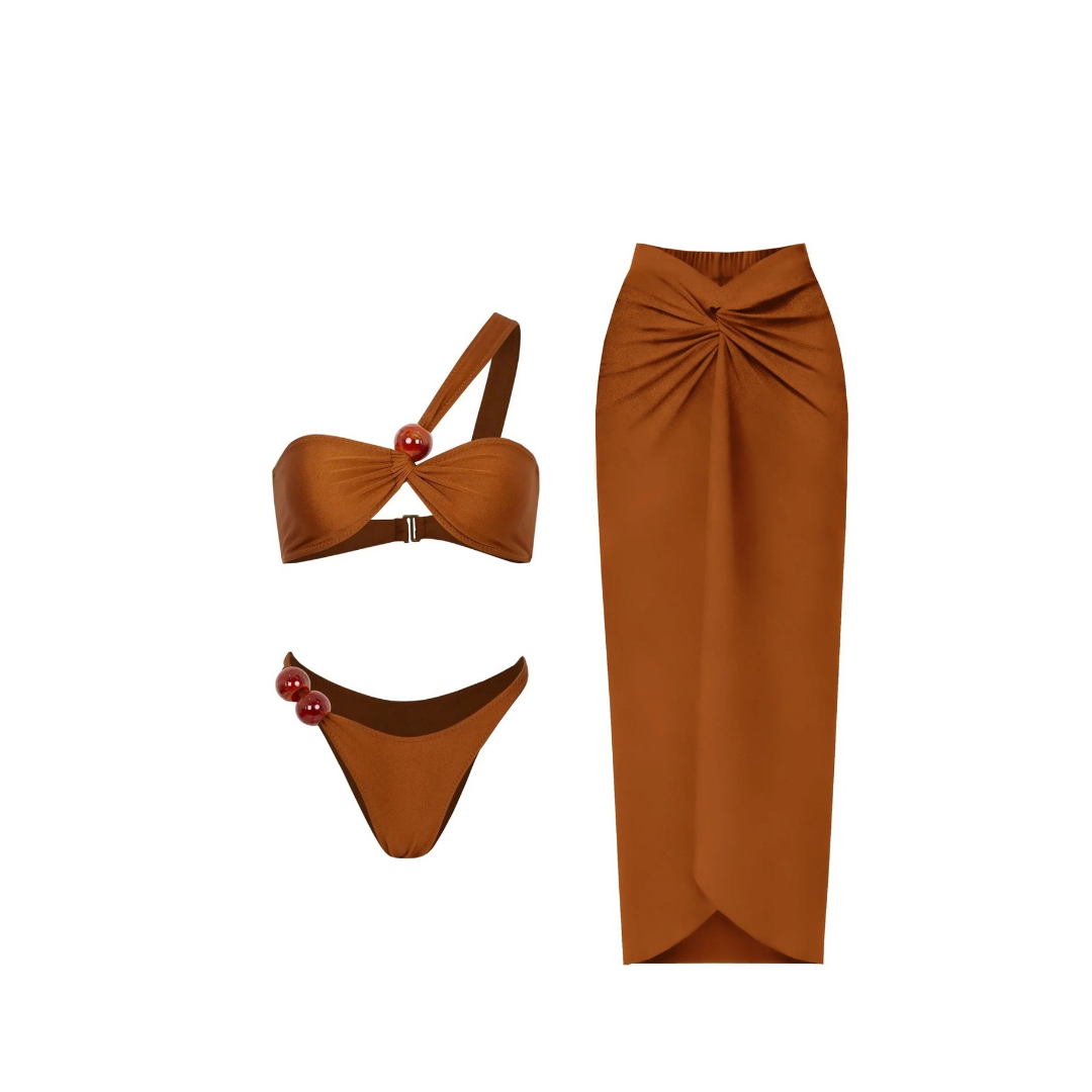 Elegant Beach Vibes - Bikini Set mit Rock in Braun