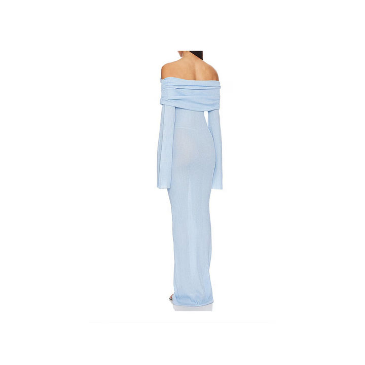Elegance Flow – Off-Shoulder Abendkleid in Hellblau