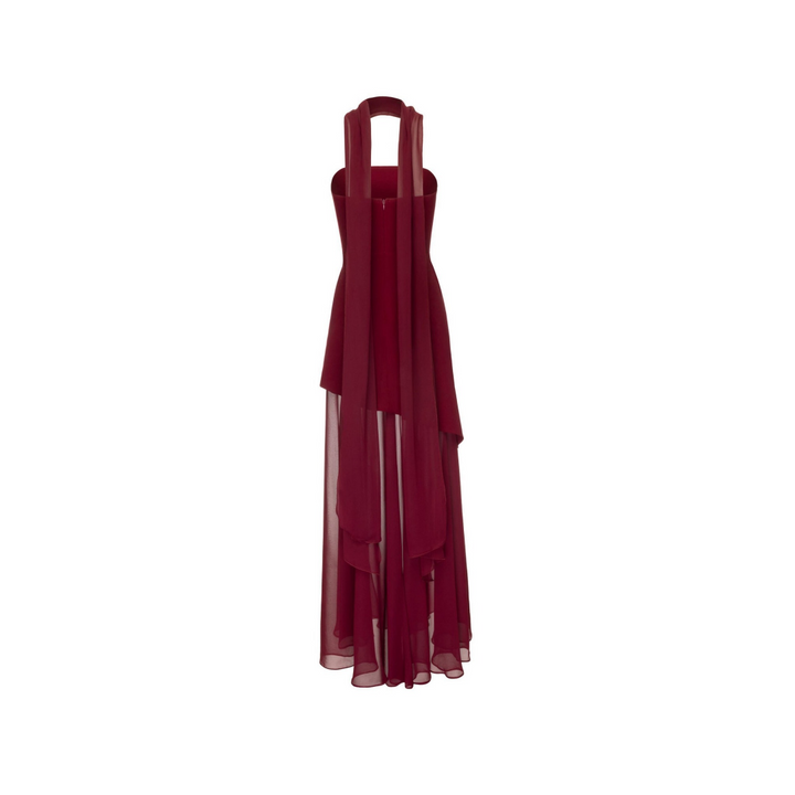 Silken Aura – Halterneck Abendkleid mit fließender Eleganz