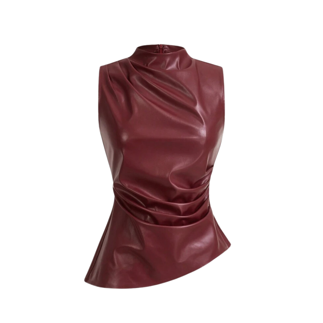 Burgundy Leona Leder Top