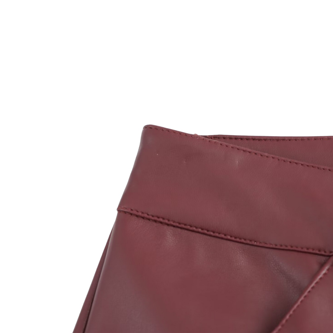 Burgundy Leona Leder Hose