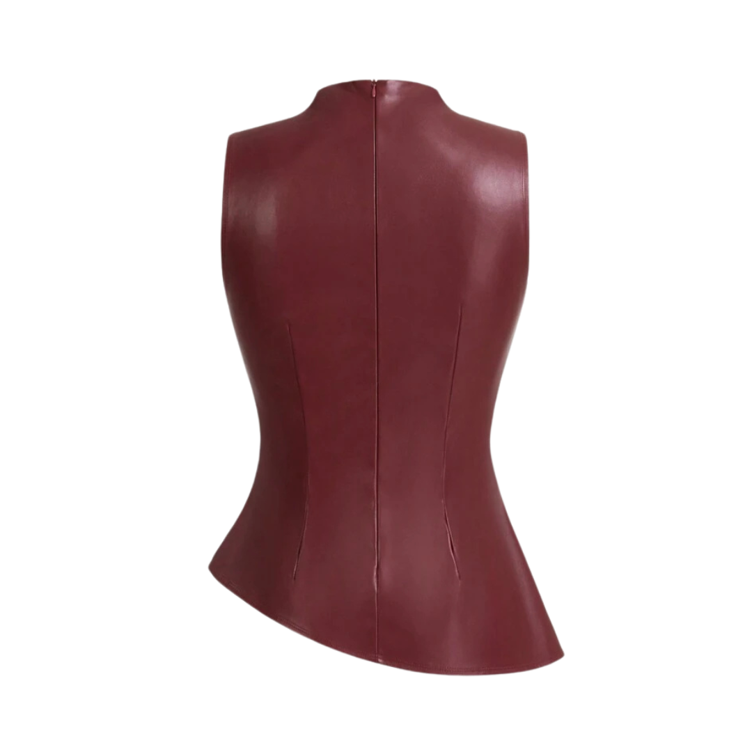 Burgundy Leona Leder Top