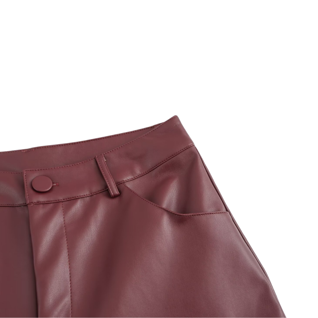 Burgundy Leona Leder Hose