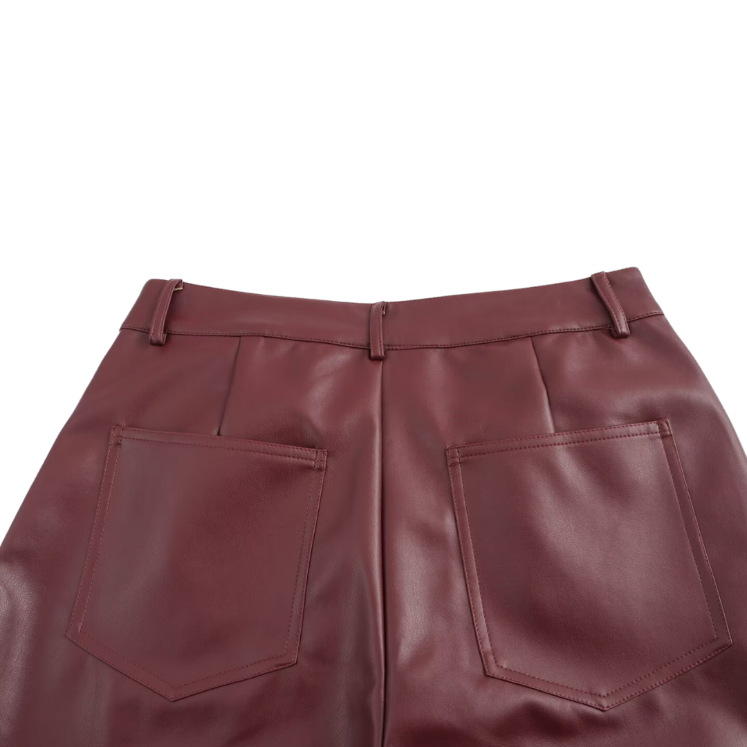 Burgundy Leona Leder Hose