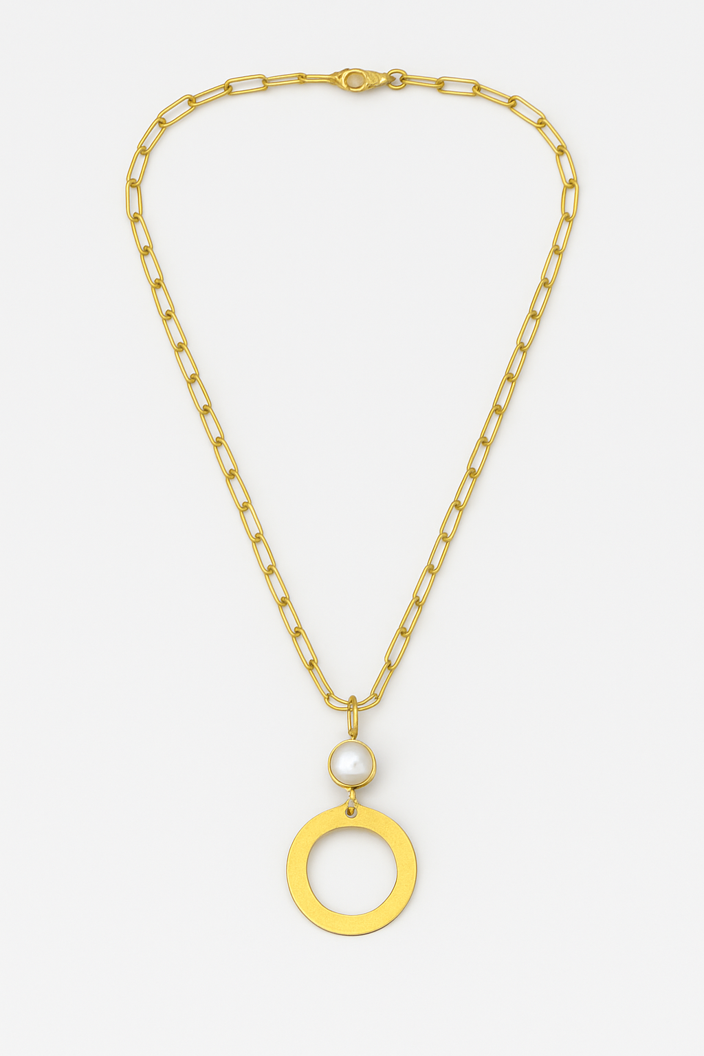 Pearl chain necklace 18 carat gold plated
