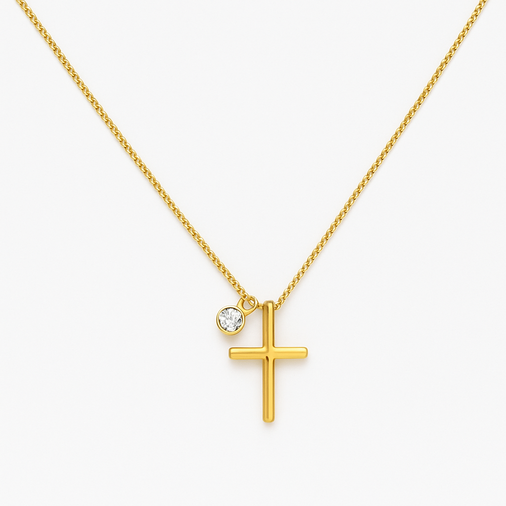 Kreuz Halskette 18 Karat vergoldet