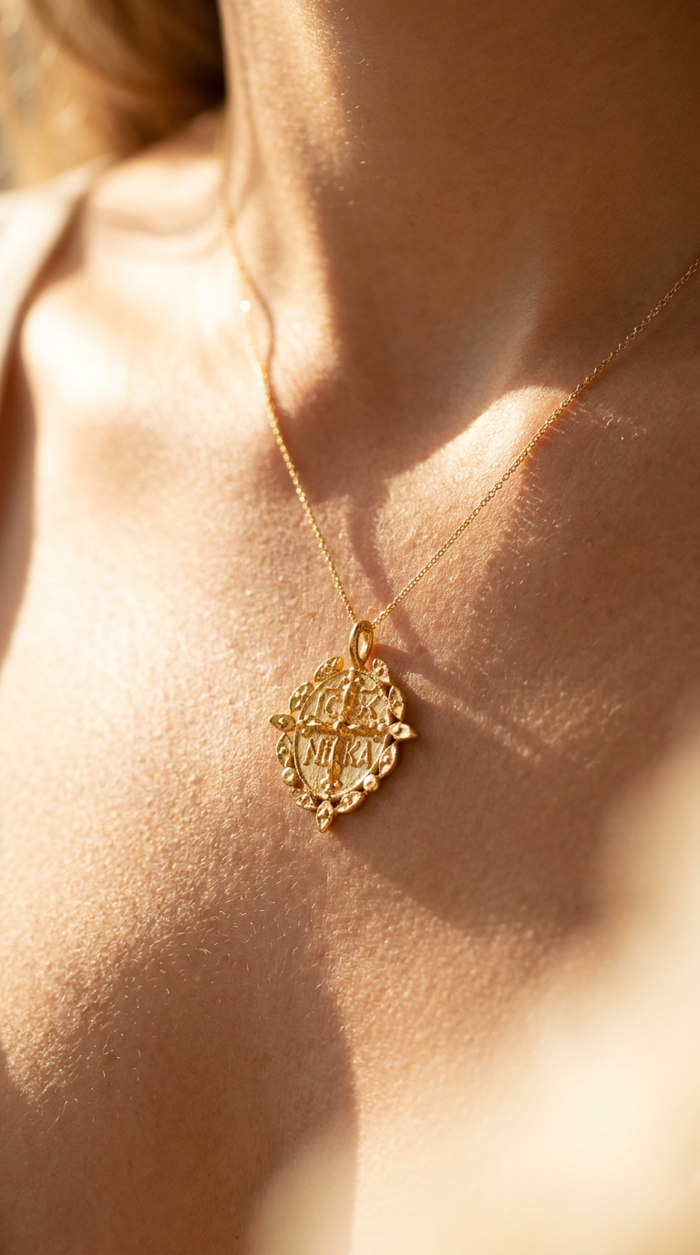 Necklace with cross medallion 18 carat gold plated