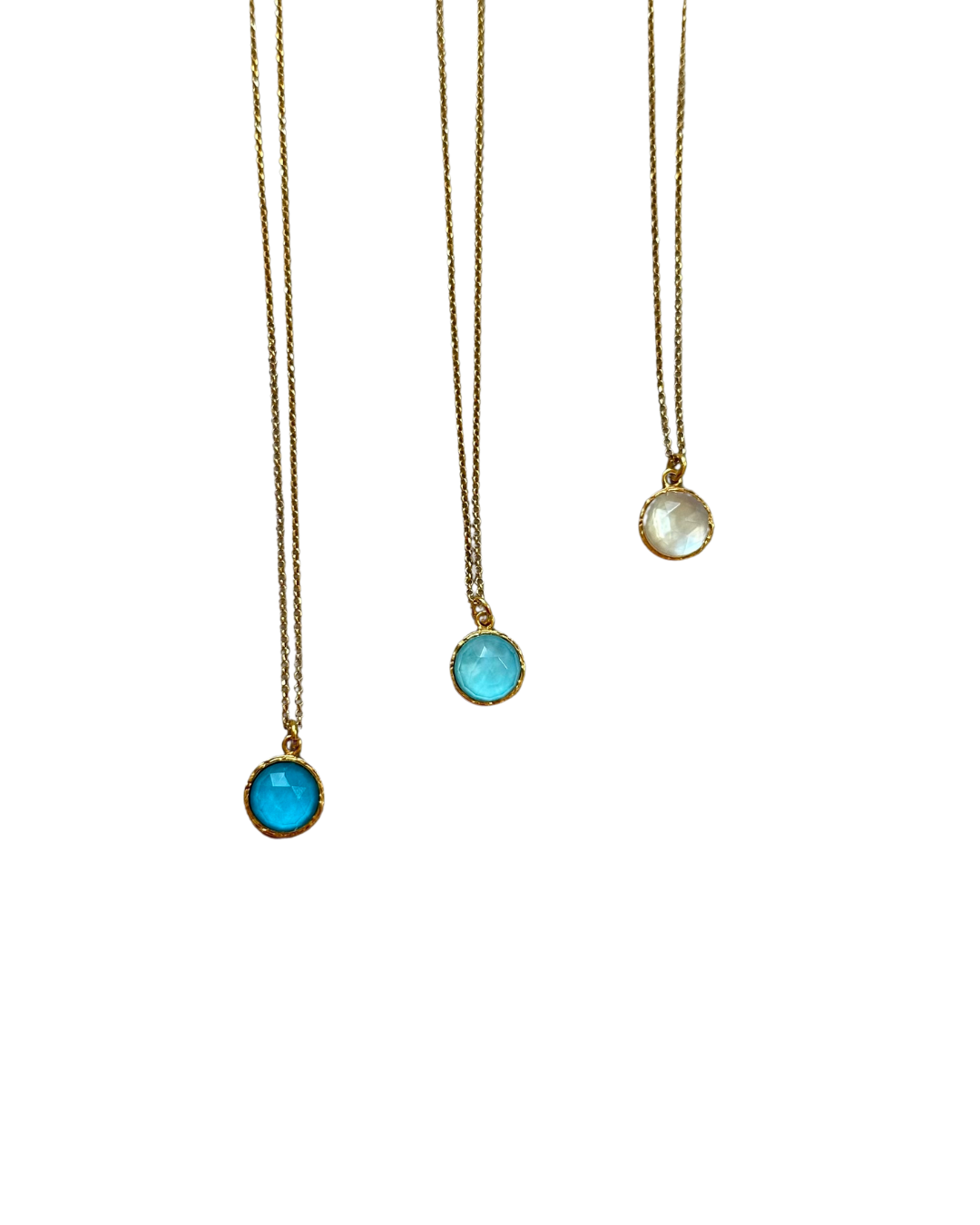 Blue aquamarine necklace - 18k gold plated