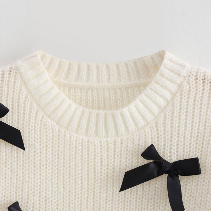 Liana Eleganter Strickpullover mit Schleifendetails