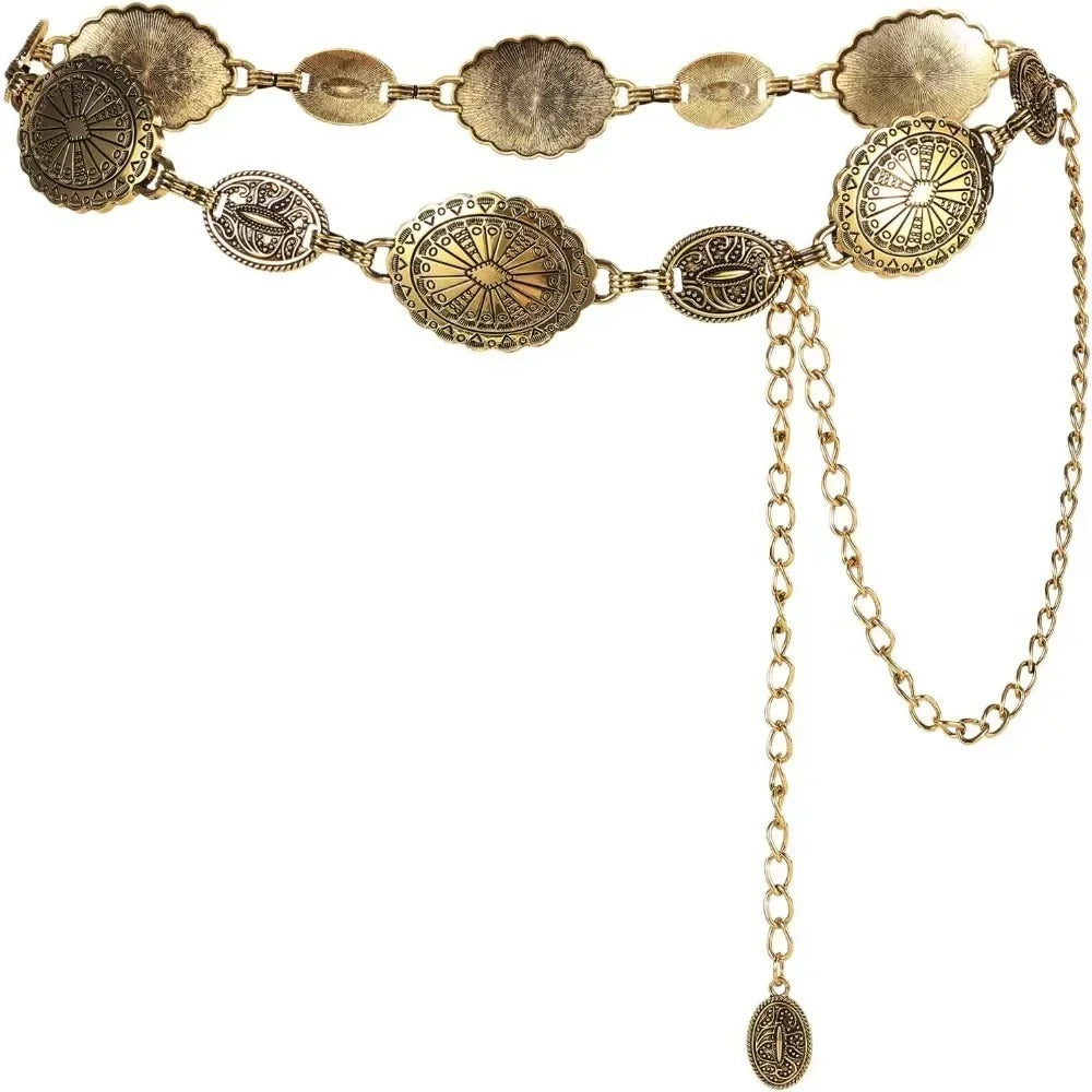 Western Concho Kettengürtel – Verstellbar & Elegant