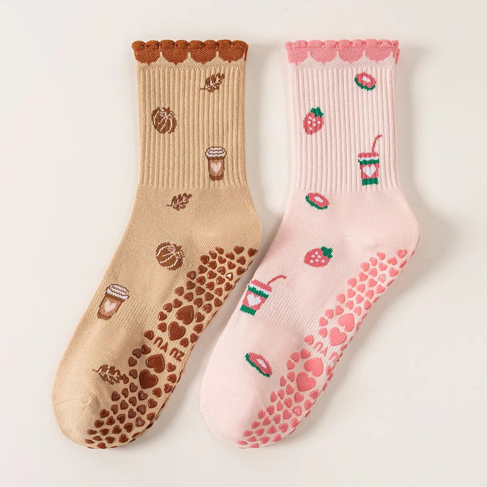 Pilates Socken Strawberry Damen 2er Set