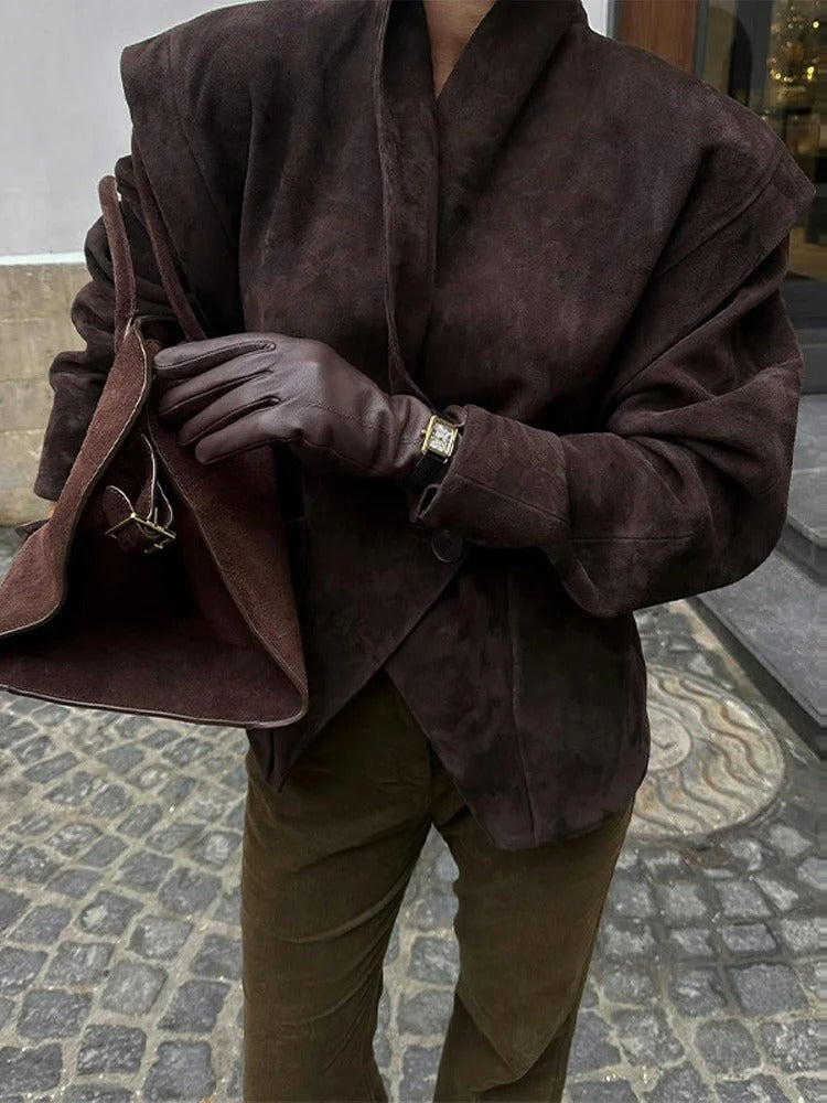 Retro Suede Cinched Blazer