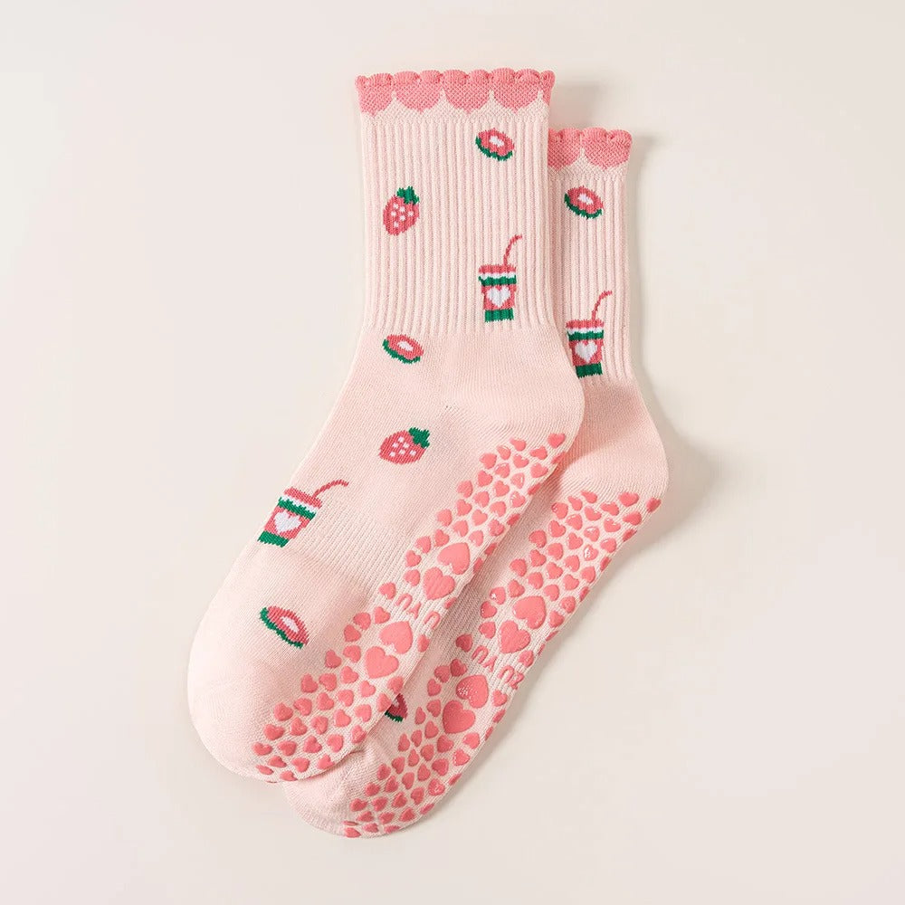 Pilates Socken Strawberry Damen 2er Set