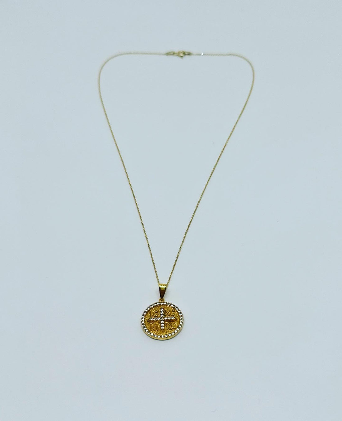 Cross chain necklace with crystal 18 carat gold plated